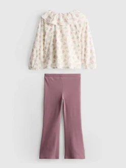 1-9 años | Blusa con cuello y leggings acampanados