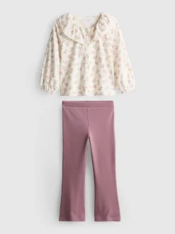 1-9 años | Blusa con cuello y leggings acampanados