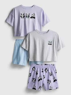 7-15 años | Pack de 2 pijamas cortos con pandas