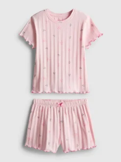 7-15 años | Pijama corto de pointelle con lazos