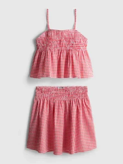 7-15 años | Set de blusa y falda a cuadros vichy