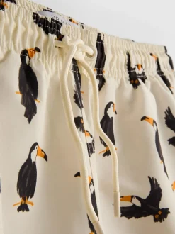 Bañador con estampado de tucán y cintura con cordón