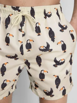 Bañador con estampado de tucán y cintura con cordón