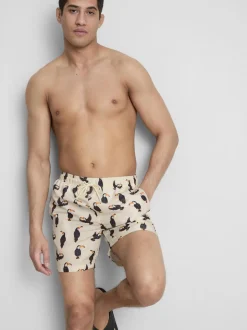 Bañador con estampado de tucán y cintura con cordón