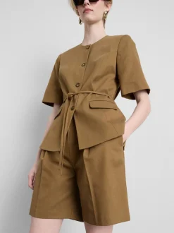 Bermudas tipo safari en mezcla de algodón