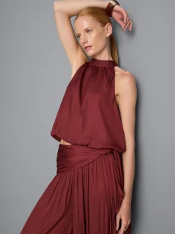 Blusa abullonada con escote halter