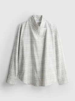 Blusa de cuello alto a cuadros con mucho algodón