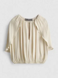 Blusa drapeada corta con efecto capa