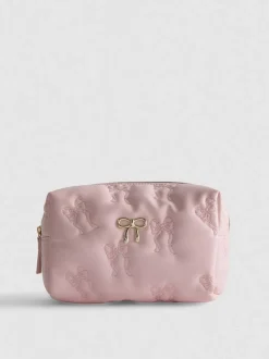 Bolsa de maquillaje acolchada con lazos