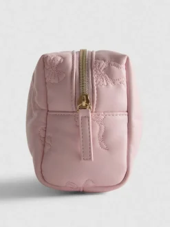 Bolsa de maquillaje acolchada con lazos