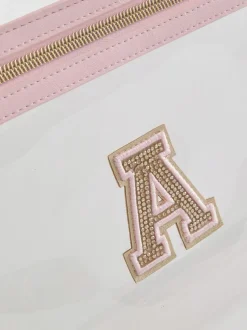 Bolsa de maquillaje transparente con inicial