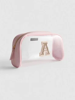 Bolsa de maquillaje transparente con inicial
