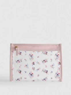 Bolsa de maquillaje transparente con flores