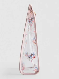 Bolsa de maquillaje transparente con flores