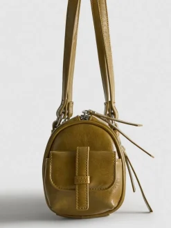 Bolso bowling en piel sintética de efecto desgastado