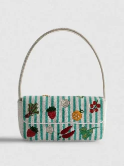 Bolso de hombro con adornos de verduras de cuentas