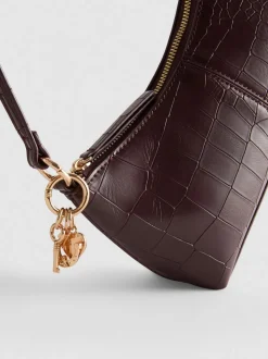 Bolso de hombro de piel sintética de cocodrilo
