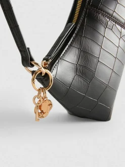 Bolso de hombro de piel sintética de cocodrilo