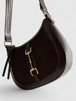 Bolso de hombro de piel sintética con adorno
