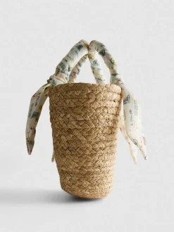 Bolso midi de paja tejida