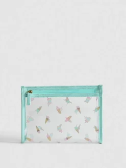 Bolso plano de mano transparente con helados