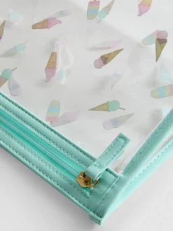 Bolso plano de mano transparente con helados