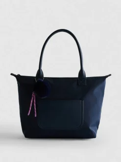 Bolso tote con cierre de cremallera y colgante