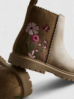 Botines bordados con cremallera