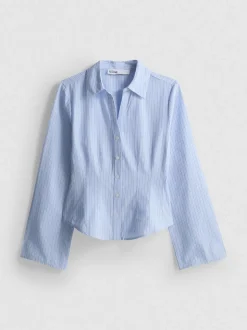 Camisa ajustada de algodón puro de manga larga