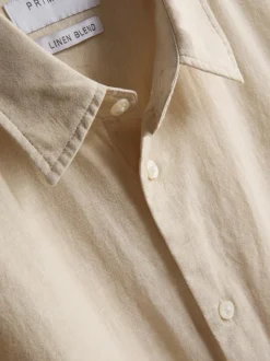 Camisa de manga larga en mezcla de lino
