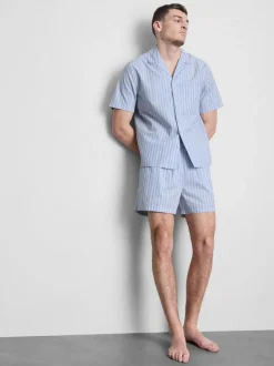Camisa de pijama a rayas con cuello con solapas