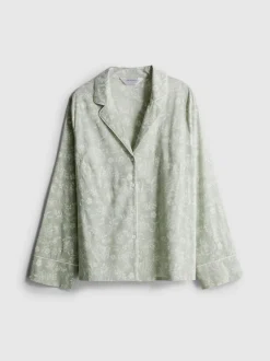 Camisa de pijama de algodón puro con flores