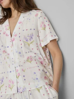 Camisa de pijama de manga corta con estampado floral