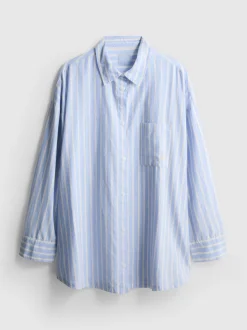 Camisa de pijama Oxford a rayas de algodón