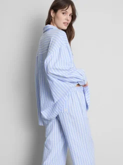 Camisa de pijama Oxford a rayas de algodón
