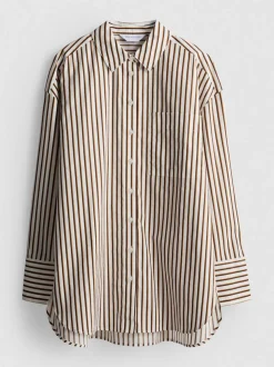 Camisa de popelina a rayas de algodón puro By Coleen