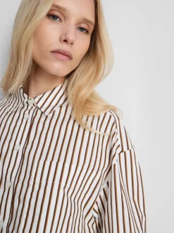 Camisa de popelina a rayas de algodón puro By Coleen