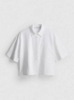 Camisa Oxford corta de corte cuadrado de manga corta