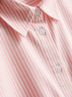 Camisa Oxford corta de corte cuadrado de manga corta
