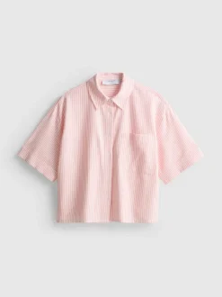Camisa Oxford corta de corte cuadrado de manga corta