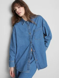Camisa vaquera holgada de algodón