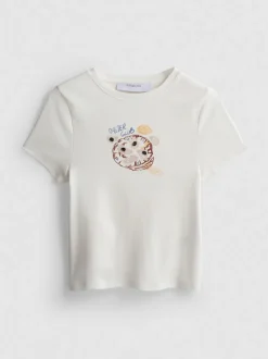 Camiseta corta de algodón gráfica