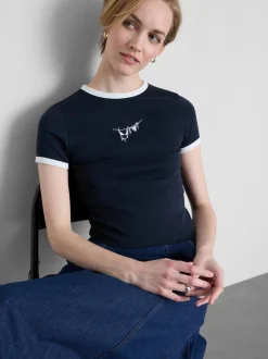 Camiseta corta de algodón gráfica