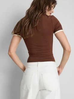 Camiseta corta de doble capa con mucho algodón