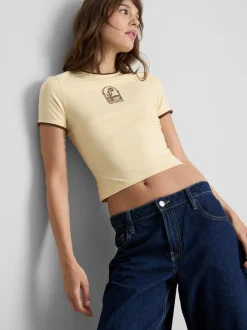 Camiseta corta de doble capa con mucho algodón