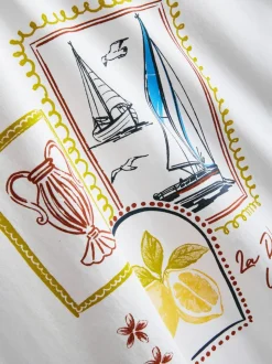 Camiseta de algodón cuadrada con estampado gráfico