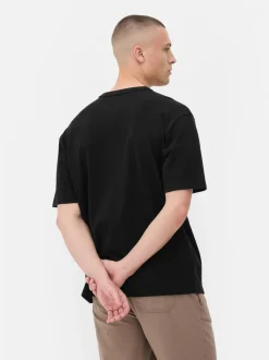 Camiseta de algodón holgada con cuello redondeado