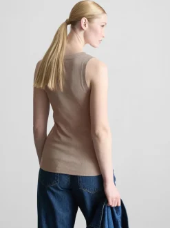 Camiseta de canalé en mezcla de algodón