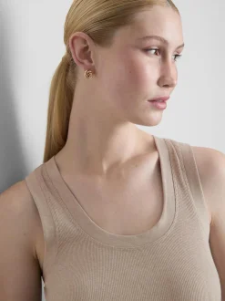 Camiseta de canalé en mezcla de algodón