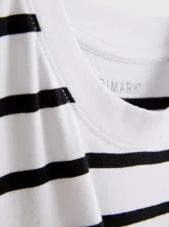 Camiseta de manga corta a rayas con cuello redondo